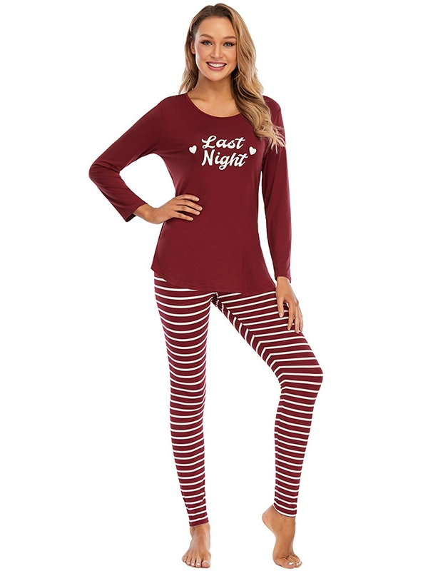 Autumn and winter printed striped pajamas
