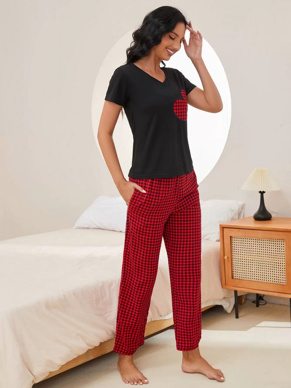 Autumn plaid heart-shaped pajamas - 图片 6