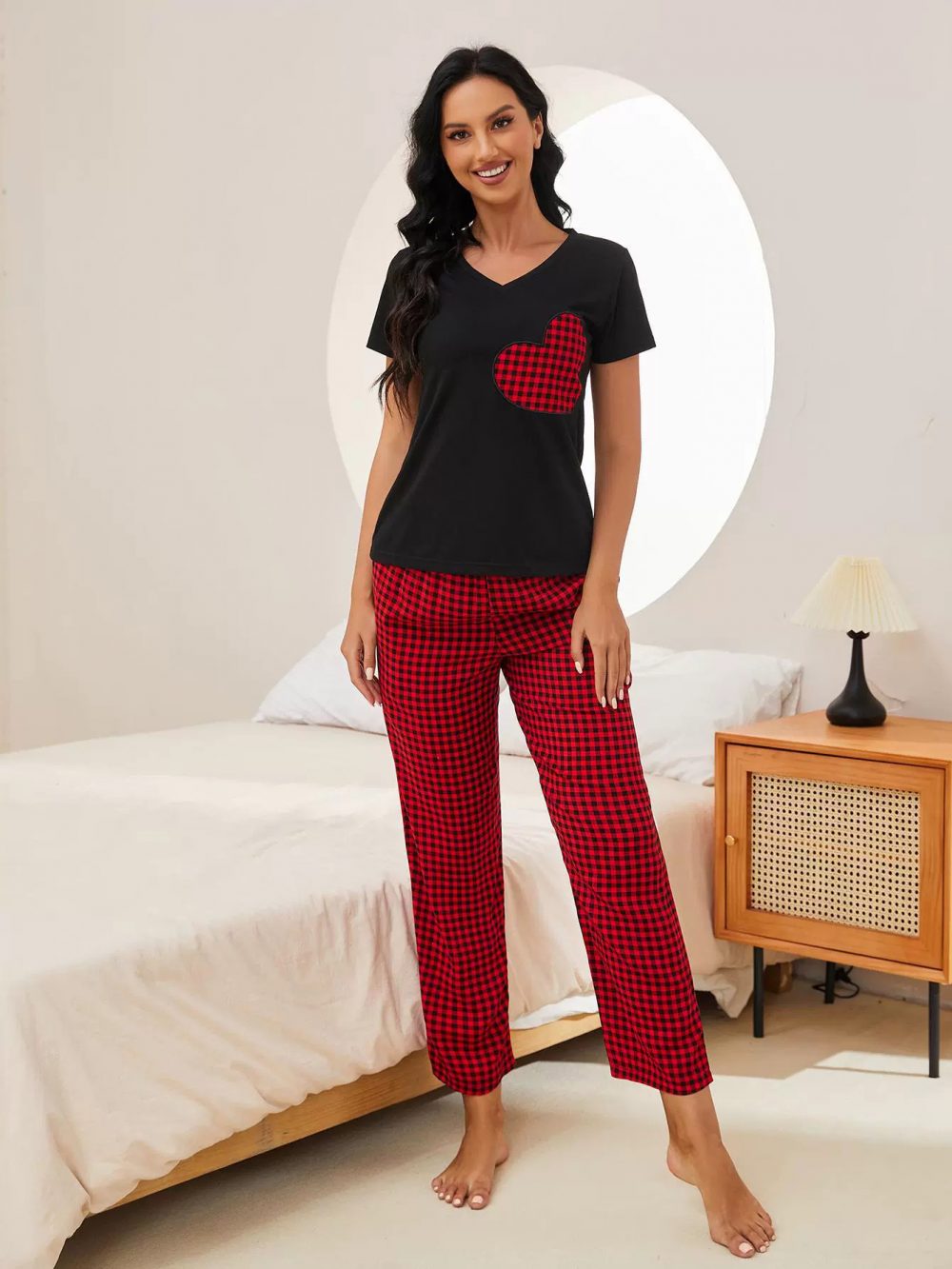 Autumn plaid heart-shaped pajamas - 图片 8