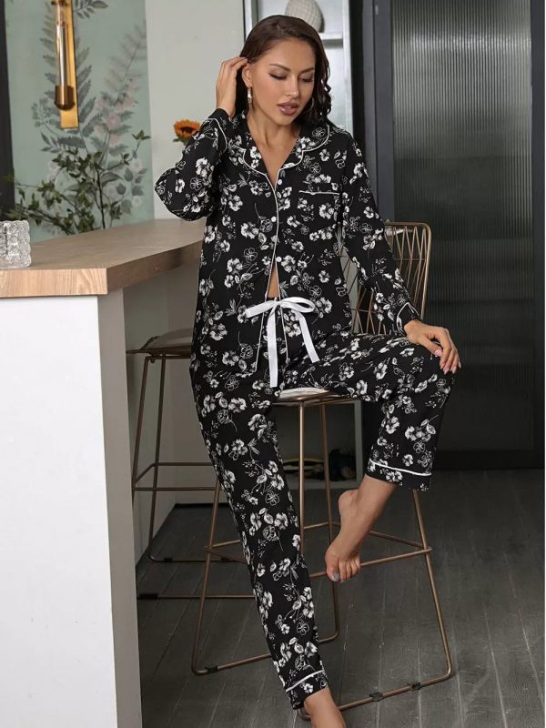 Cardigan printed pajama set