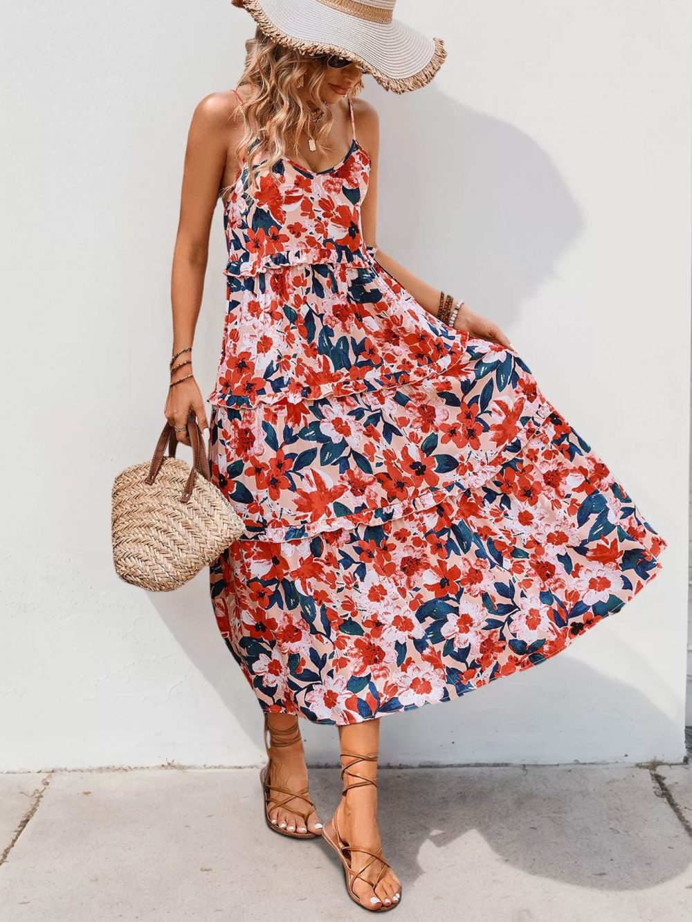 A suspender floral print dress - 图片 5