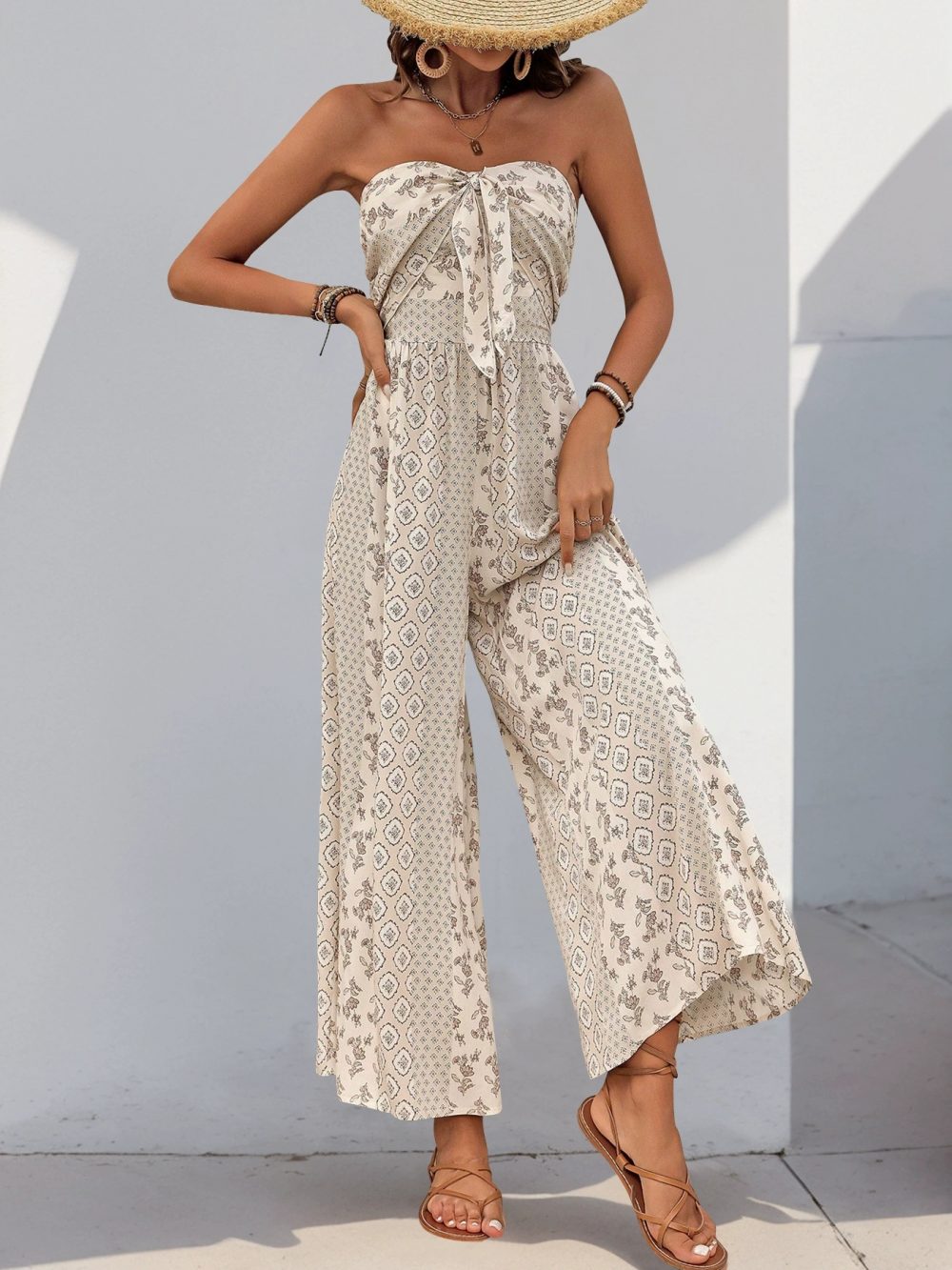 Light luxury printed one-piece pants