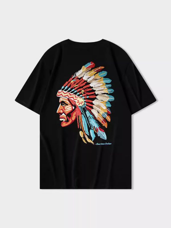 T-shirt with fluorescent embroidery