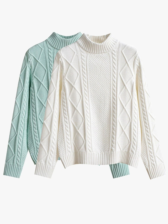 Mid neck women's sweater for autumn and winter