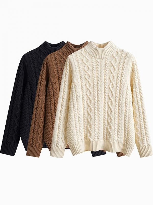 Mid neck women's sweater for autumn and winter