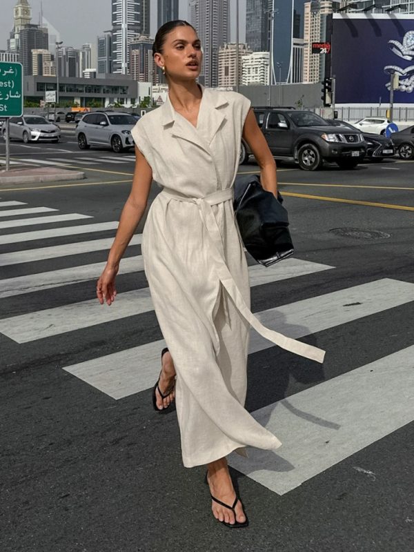 Cotton and linen long skirt