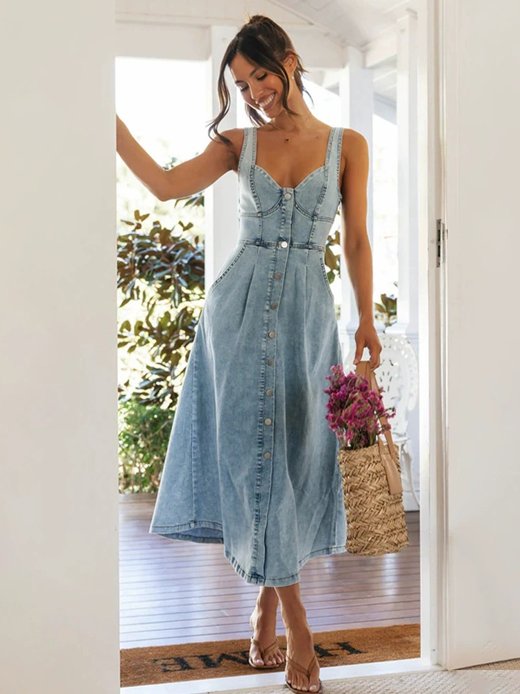 Beach vacation backless long skirt