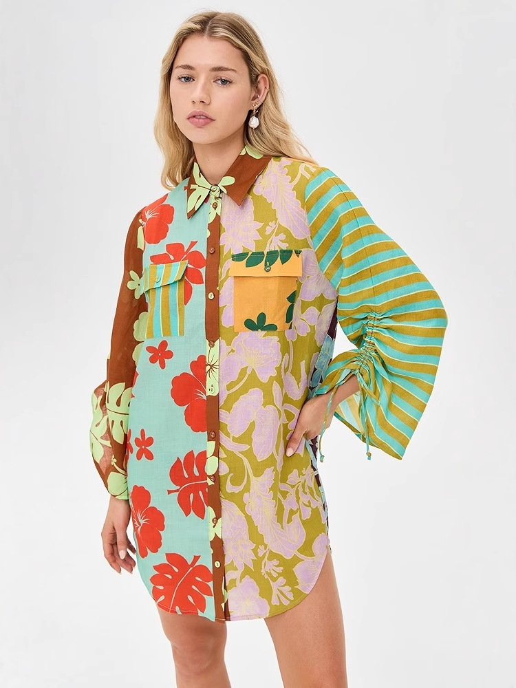 Cotton and linen long shirt