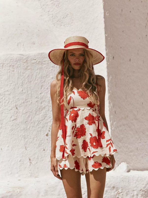Linen print two-piece set
