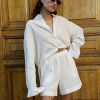 Simple style long sleeved shorts two-piece set - Image 2