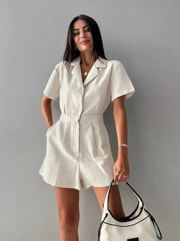 Suit collar jumpsuit