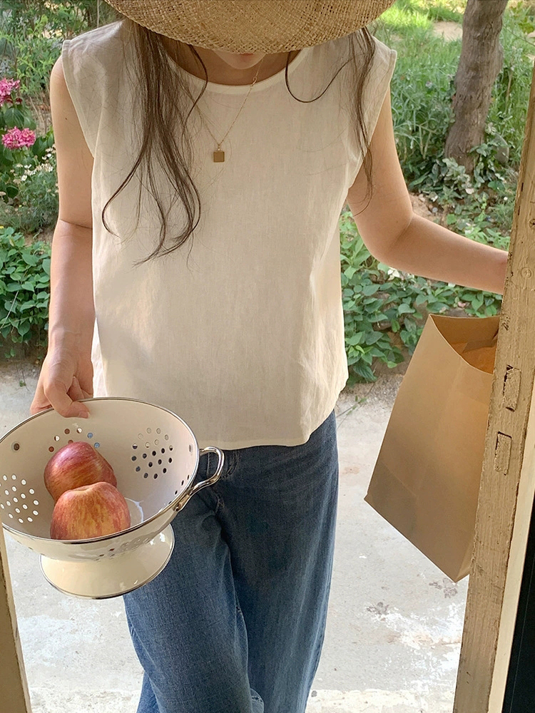Cotton and linen casual short sleeves