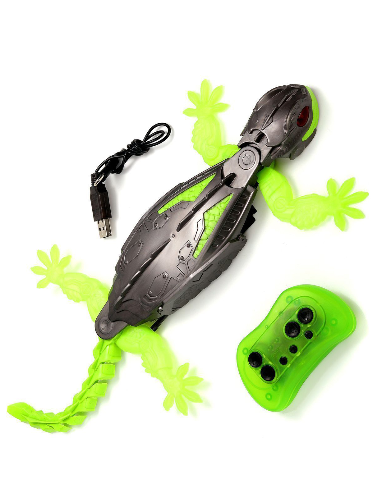 Remote controlled gecko, capable of climbing walls.
