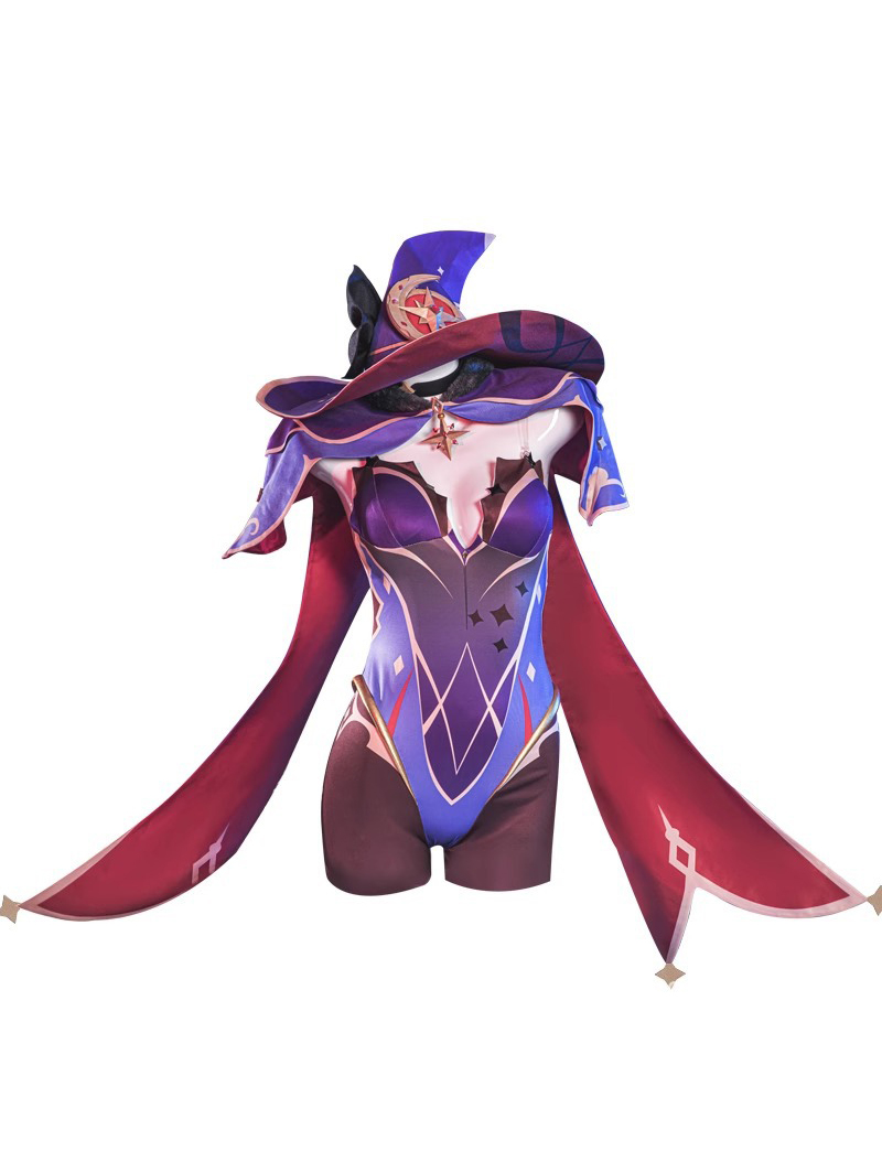 Genshin Impact Plus Size Cosplay Mona Megistus Astral Reflection Costume Cute Enigmatic Astrologer Bodysuit
